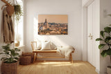 Sinus Art Wandbild 120x80cm Stimmungsvolles Stadtpanorama mit römischer Kuppelarchitektur im warmen Abendlicht