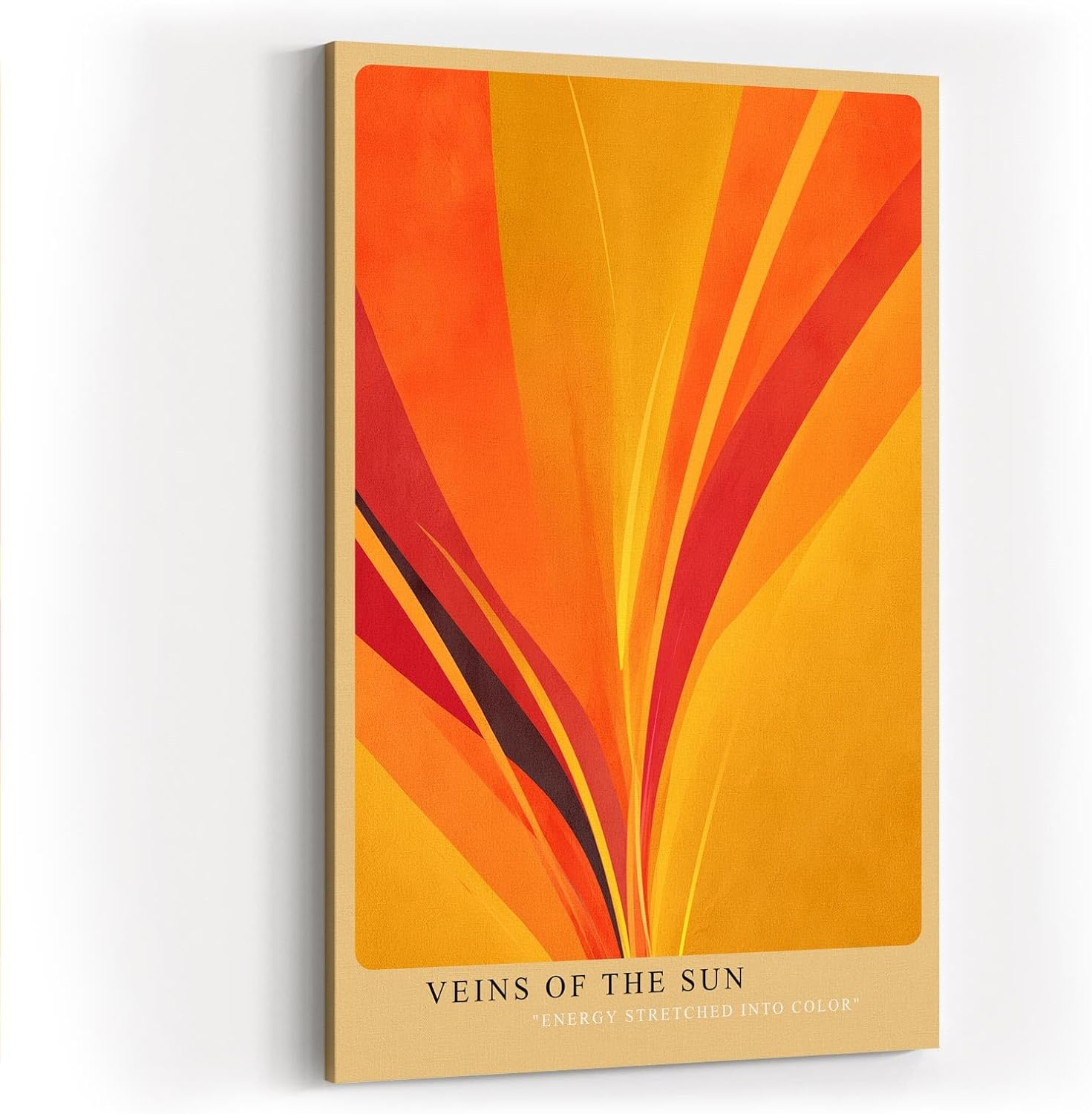 Paul Sinus Wandbild in 40x60cm Veins of the Sun – Abstrakte Komposition aus strahlendem Gelb, Orange und Rot in dynamischer Linienführung
