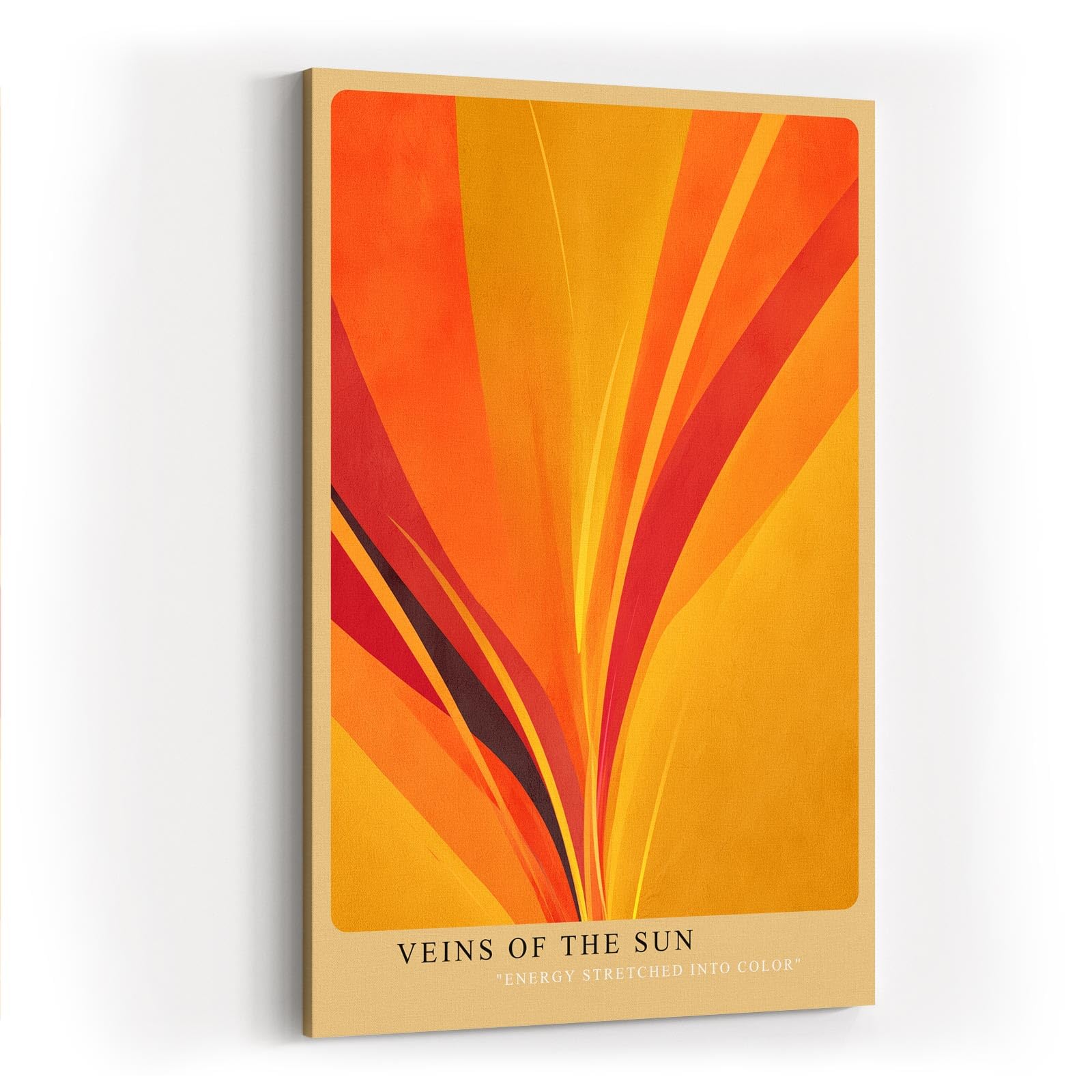 Paul Sinus Wandbild in 40x60cm Veins of the Sun – Abstrakte Komposition aus strahlendem Gelb, Orange und Rot in dynamischer Linienführung