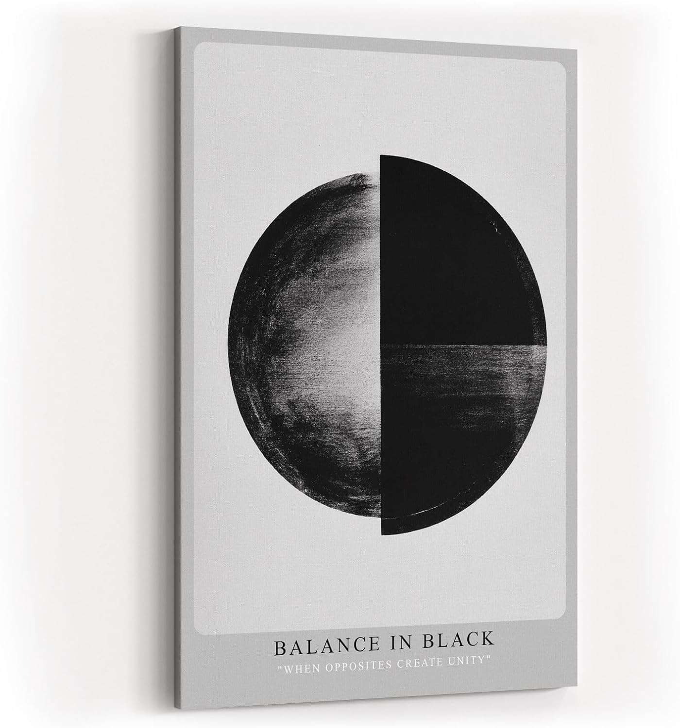 Paul Sinus Wandbild in 40x60cm Balance in Black – Halbierte Kreisform in Schwarz-Weiß als Symbol für Harmonie und Kontrast