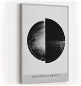 Paul Sinus Wandbild in 40x60cm Balance in Black – Halbierte Kreisform in Schwarz-Weiß als Symbol für Harmonie und Kontrast
