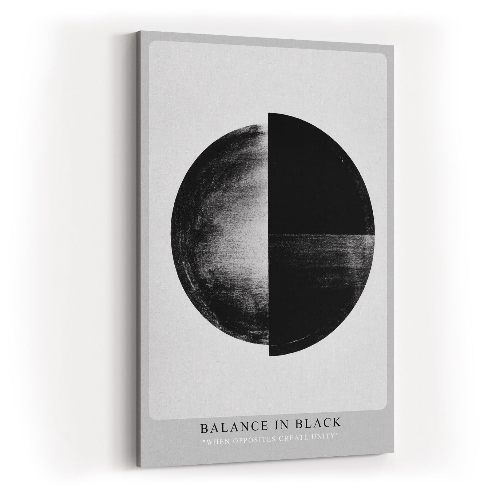 Paul Sinus Wandbild in 40x60cm Balance in Black – Halbierte Kreisform in Schwarz-Weiß als Symbol für Harmonie und Kontrast