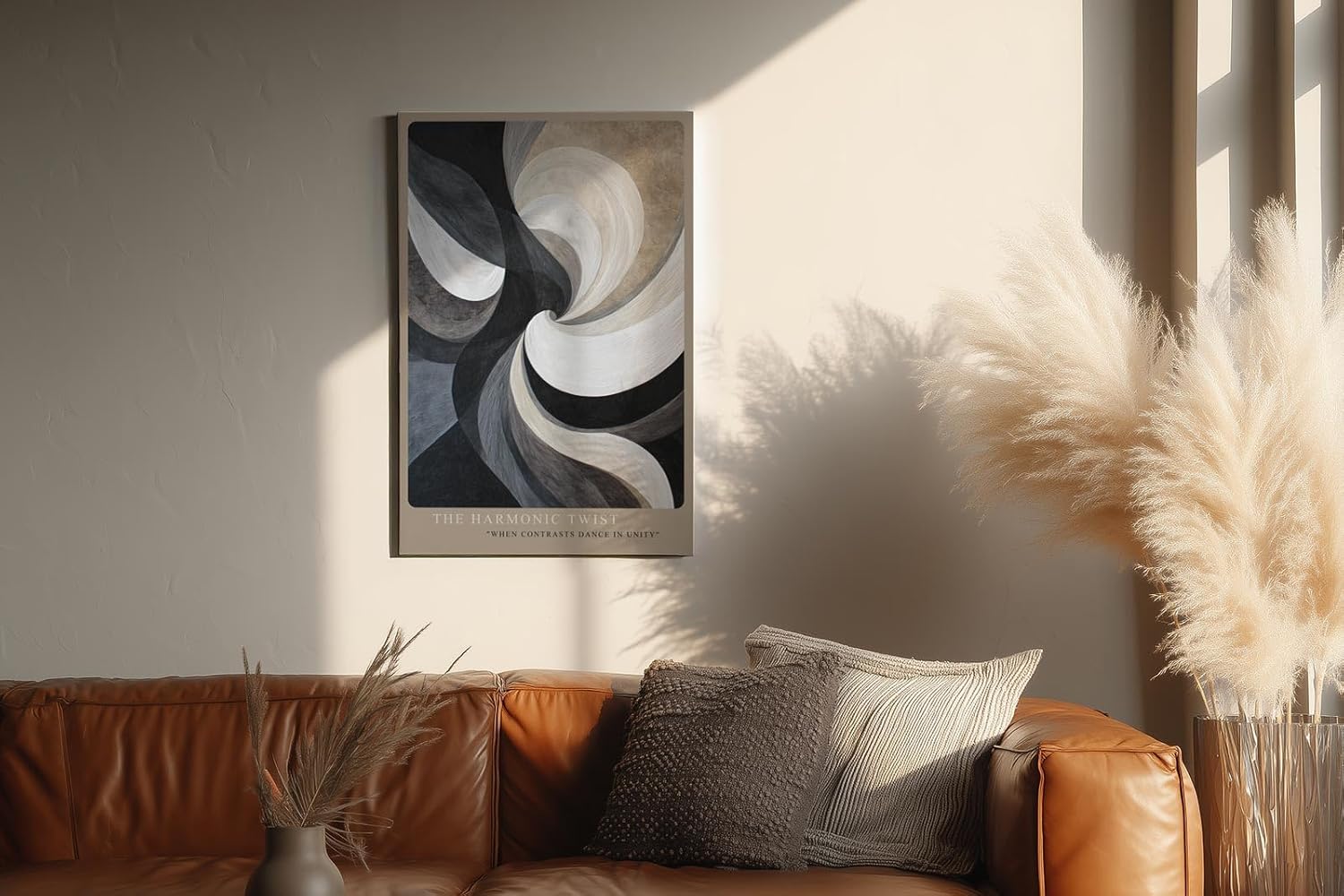 Paul Sinus Wandbild in 40x60cm The Harmonic Twist – Fließende Schwarz-, Weißund Grautöne in eleganter Spiralbewegung mit harmonischen Kontrasten