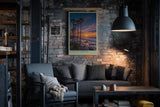 Paul Sinus Wandbild in 40x60cm Coastline Serenade mit Sonnenuntergang und Palmen am ruhigen Strand für harmonische Wandgestaltung