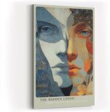Paul Sinus Wandbild in 40x60cm The Hidden Union abstraktes Porträt zweier Gesichter in kunstvoller Verschmelzung von Blauund Erdtönen