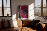 Paul Sinus Wandbild in 40x60cm Charged Core Abstrakte Strahlenstruktur in Rot, Schwarz und Weiß