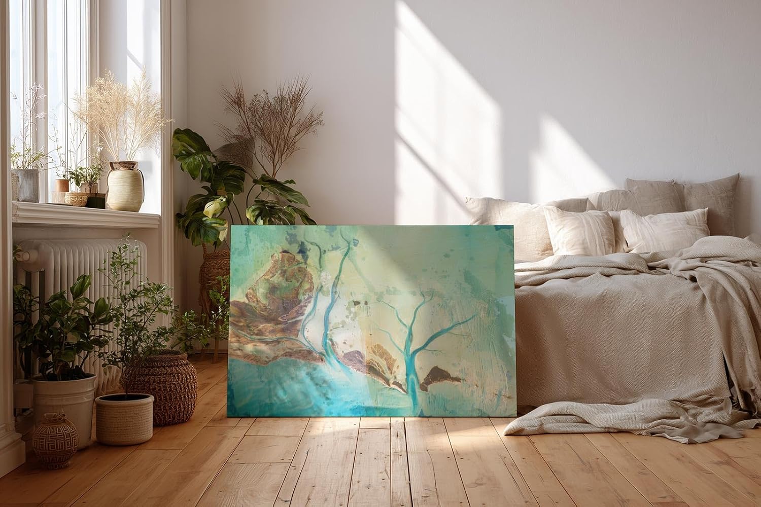 Sinus Art Wandbild 120x80cm Faszinierende Flussverzweigungen in türkisfarbenem Delta mit sandigen Uferformen