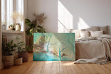 Sinus Art Wandbild 120x80cm Faszinierende Flussverzweigungen in türkisfarbenem Delta mit sandigen Uferformen