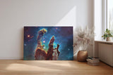 Sinus Art Wandbild 120x80cm Bekanntes NASA-Motiv der Säulen der Schöpfung in farbgewaltiger Sternenlandschaft