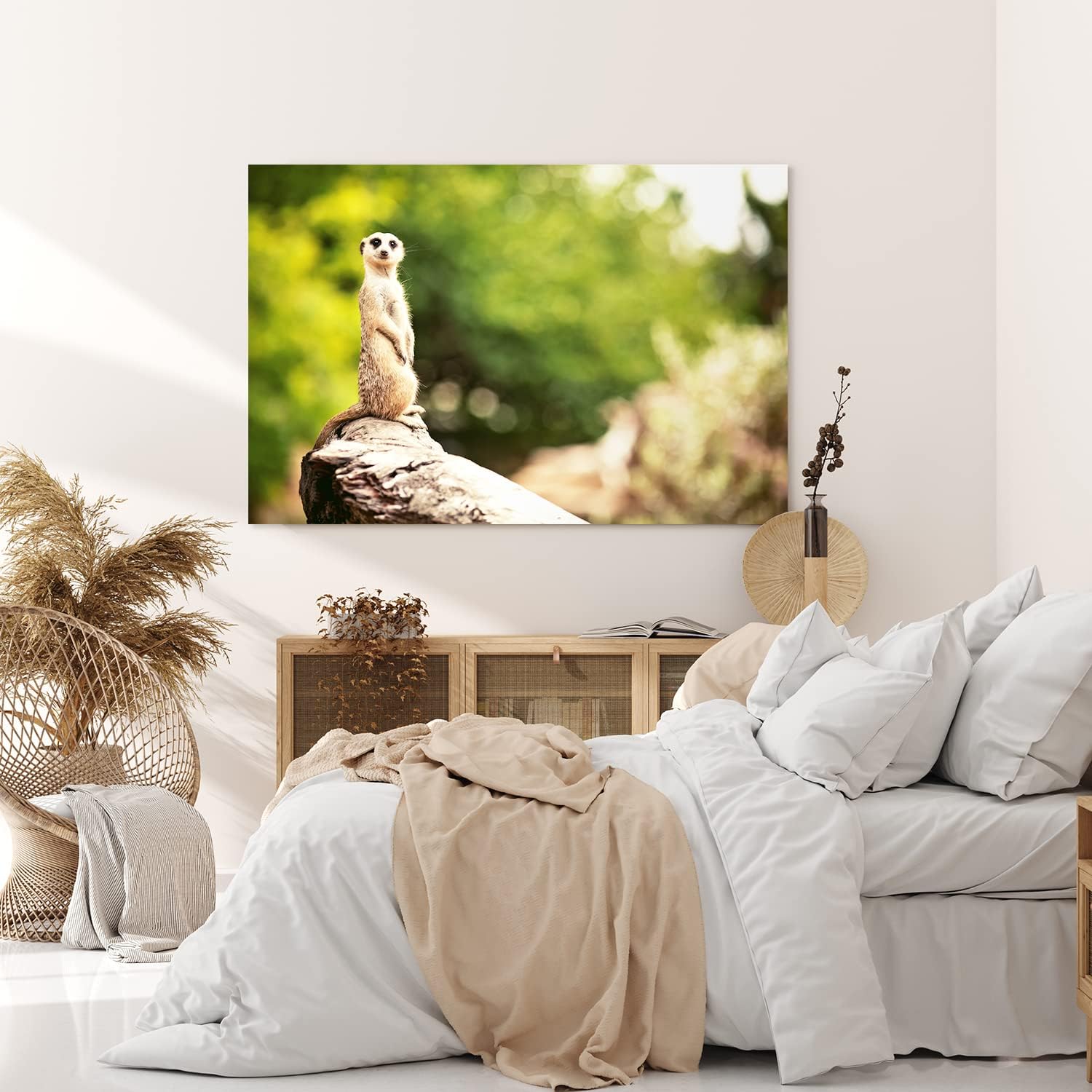 Paul Sinus Wandbild 120x80cm Erdmännchen auf einen Stein Tierfotografie Afrika