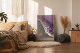Paul Sinus Wandbild in 40x60cm Violet Surge Abstrakte Wellenbewegung in Violett und Weiß