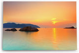 Paul Sinus Wandbild 120x80cm Thailand Meer Sonnenuntergang Berge Felsen roter Himmel