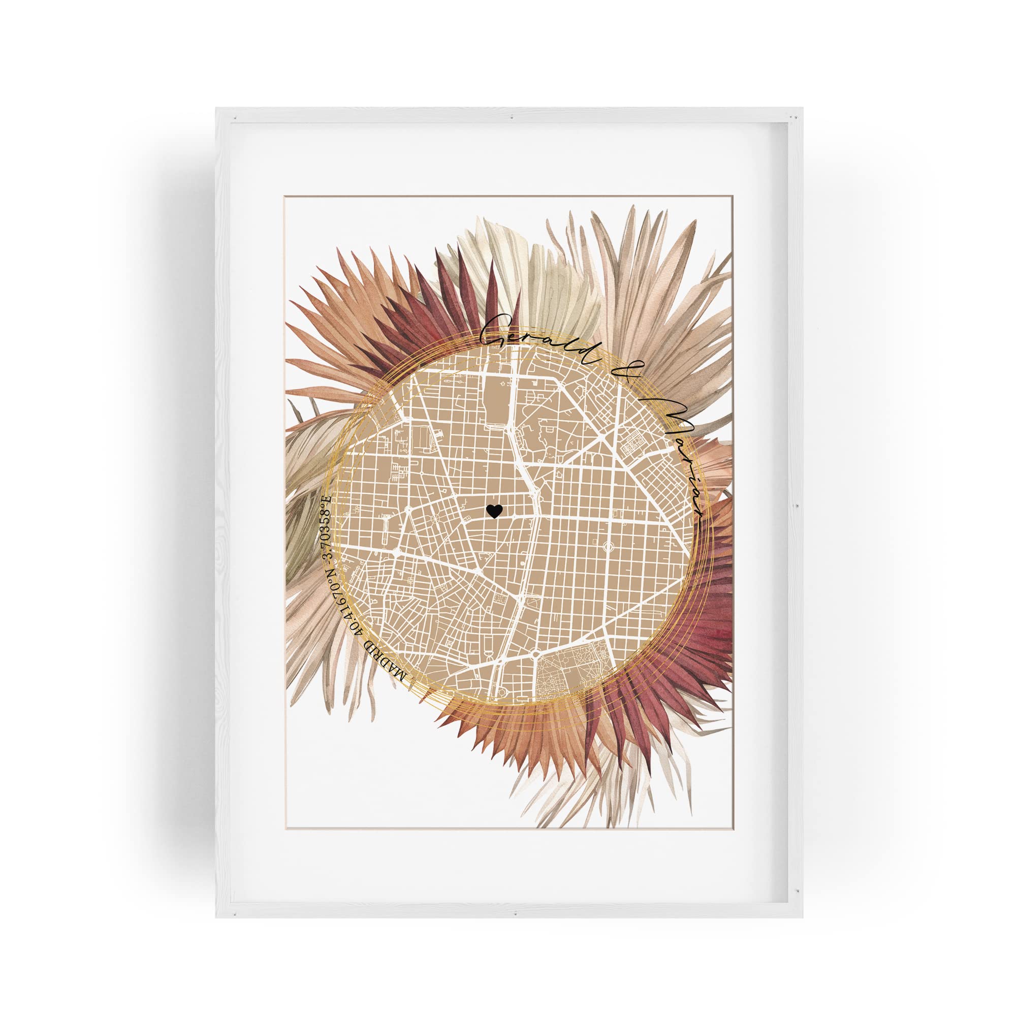 Paul Sinus Bilderrahmen personalisiert mit deinen GPS Koordinaten und Namen. 30cm x 42cm Holz Wechselrahmen mit Glas. Individuelles Geschenk. (ohne Rahmen)