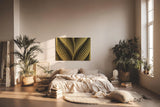 Sinus Art Wandbild 120x80cm Grafisches Muster in Schwarz und Gold – stilvolle Symmetrie mit Art-Déco-Flair