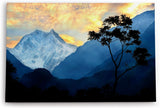 Paul Sinus Wandbild 120x80cm Einsamer Baum Himalaja Berg Berggipfel Schneegipfel Blau