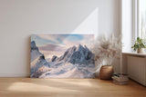 Sinus Art Wandbild 120x80cm Imposante Schneelandschaft mit Sonnenlicht auf Gipfeln für klare und ruhige Raumwirkung