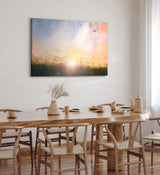 Paul Sinus Wandbild 120x80cm Sommerwiese Sonnenuntergang Vögel Halme Natur