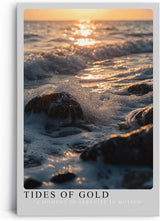Paul Sinus Leinwandbild 40x60cm Goldene Gezeiten – Dynamische Meereswellen mit Sonnenreflexionen und schimmernden Wasserspritzern
