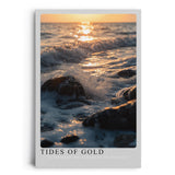 Paul Sinus Leinwandbild 40x60cm Goldene Gezeiten – Dynamische Meereswellen mit Sonnenreflexionen und schimmernden Wasserspritzern