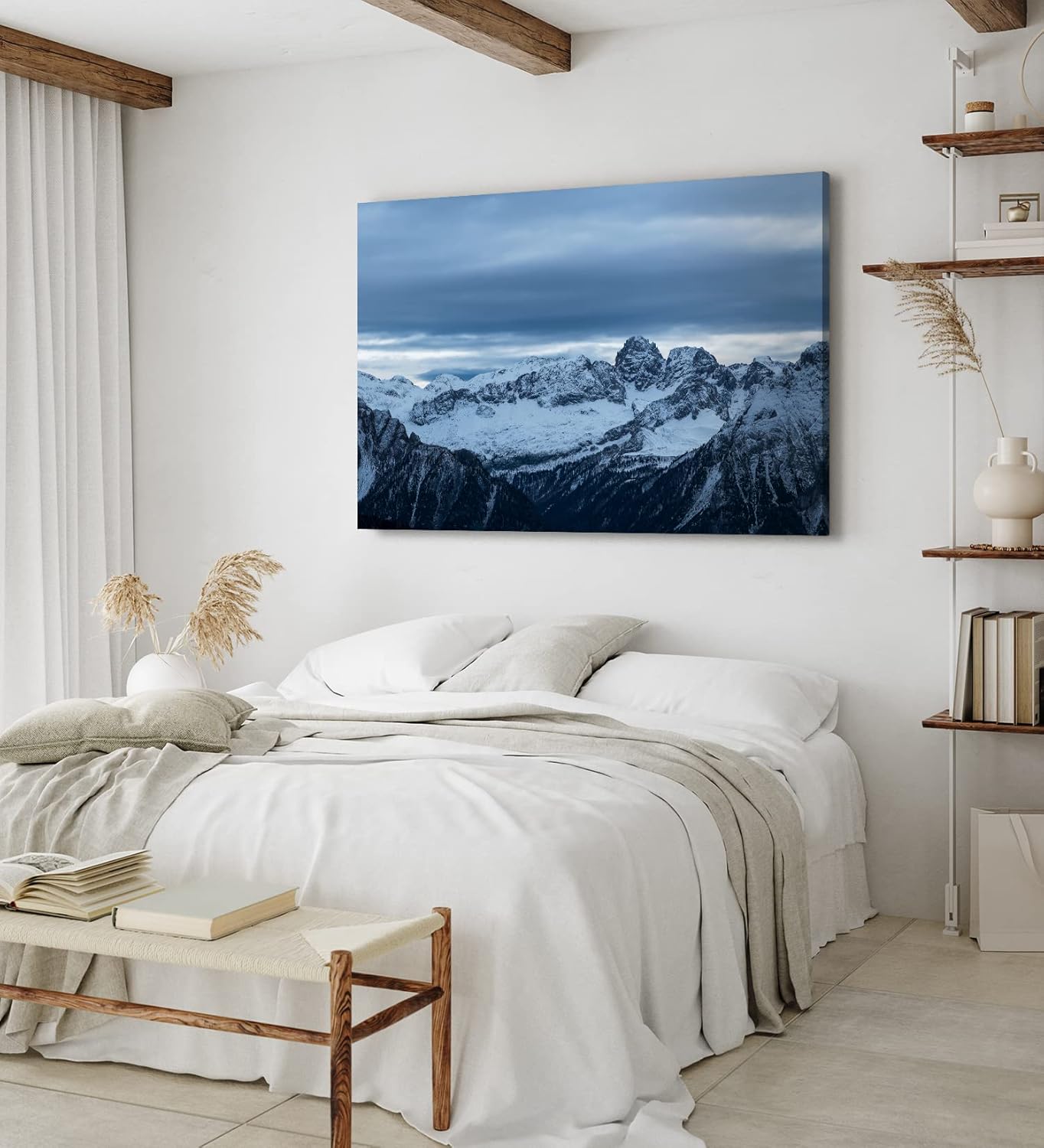Paul Sinus Wandbild 120x80cm Berge Gebirge Schnee Bergkette dunkler Himmel