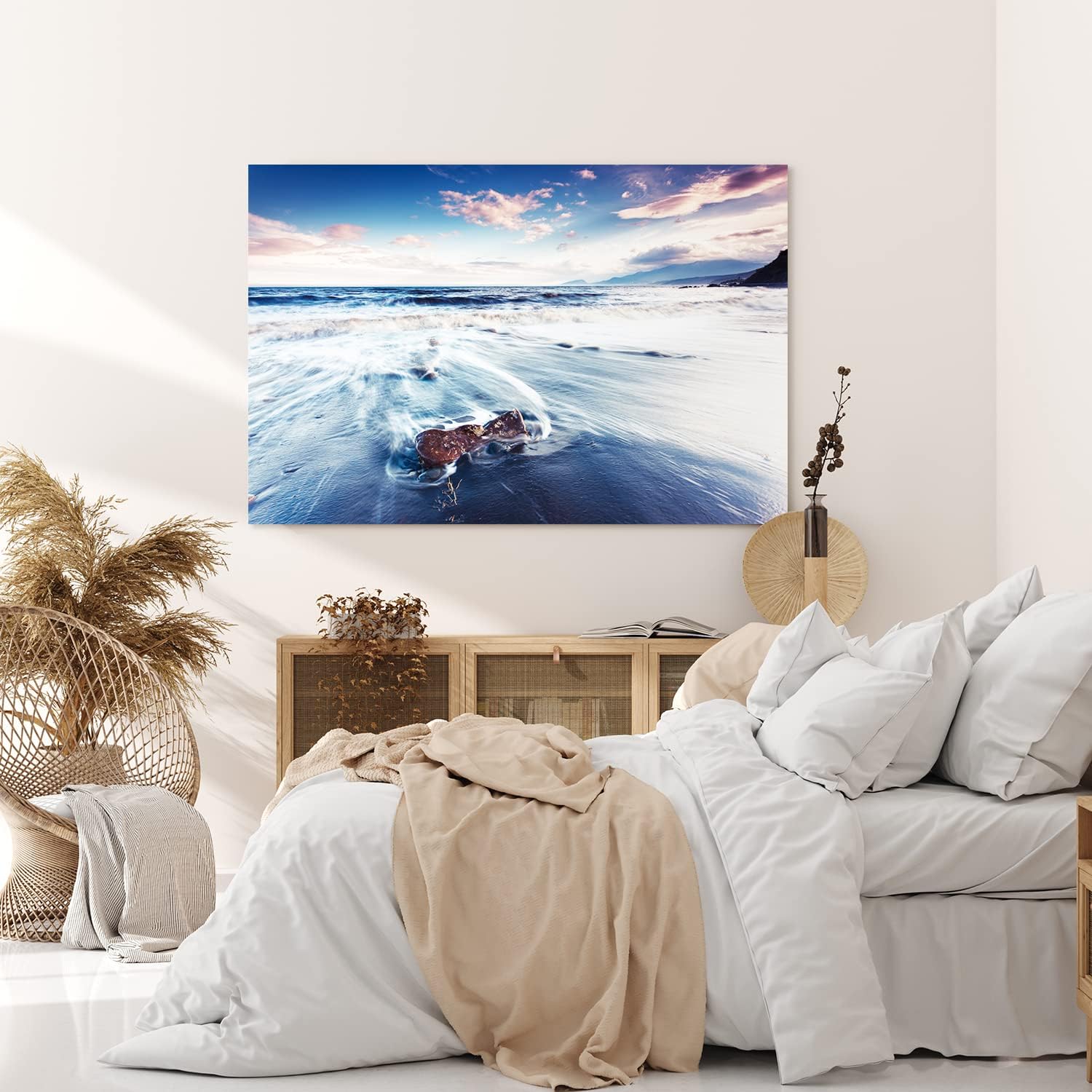 Paul Sinus Wandbild 120x80cm Wellen Strand Felsen Horizont Ozean Wolken