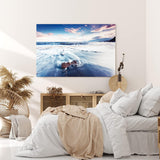 Paul Sinus Wandbild 120x80cm Wellen Strand Felsen Horizont Ozean Wolken