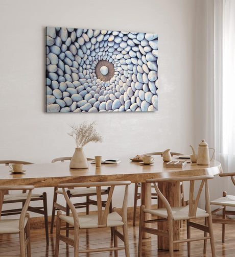 Paul Sinus Wandbild 120x80cm Runde weiße Steine Kunstvoll Steinkreis Strand