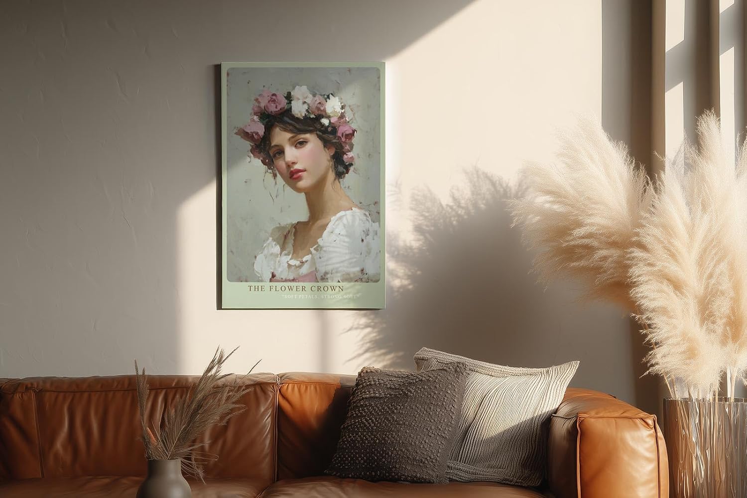 Paul Sinus Wandbild in 40x60cm The Flower Crown romantisches Porträt einer jungen Frau mit Blumenkranz in zarten Pastellfarben