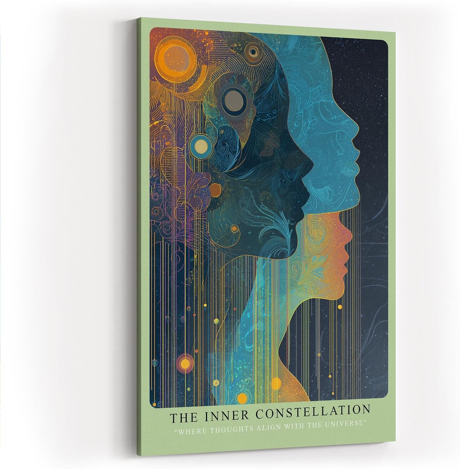 Paul Sinus Wandbild in 40x60cm The Inner Constellation – abstrakte Silhouetten mit kosmischen Mustern, spirituelle Kunst in intensiven Farbtönen