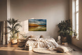Sinus Art Wandbild 120x80cm Faszinierende Spiegelung von Schilf und Bergen in stillem Wasser – harmonisch und beruhigend