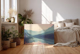 Sinus Art Wandbild 120x80cm Sanfte Pastellfarben treffen auf spiegelglatten See mit Bergpanorama
