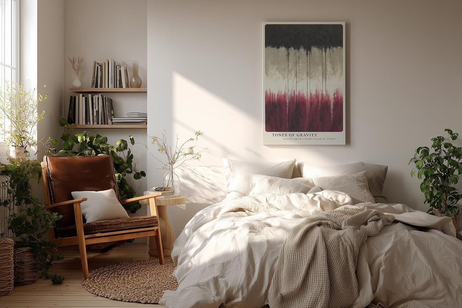 Paul Sinus Wandbild in 40x60cm Tones of Gravity – Abstraktes Kunstwerk mit harmonischen Farbverläufen in Schwarz, Beige und Rot