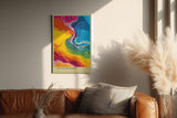 Paul Sinus Wandbild in 40x60cm The Color River – Abstrakte Flussform in leuchtenden Gelb-, Blau-, Rotund Grüntönen
