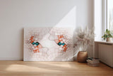 Sinus Art Wandbild 120x80cm Abstrakte Kachelstruktur in Rosa, Rot und Türkis mit symmetrischer Mitte und leuchtenden Akzenten