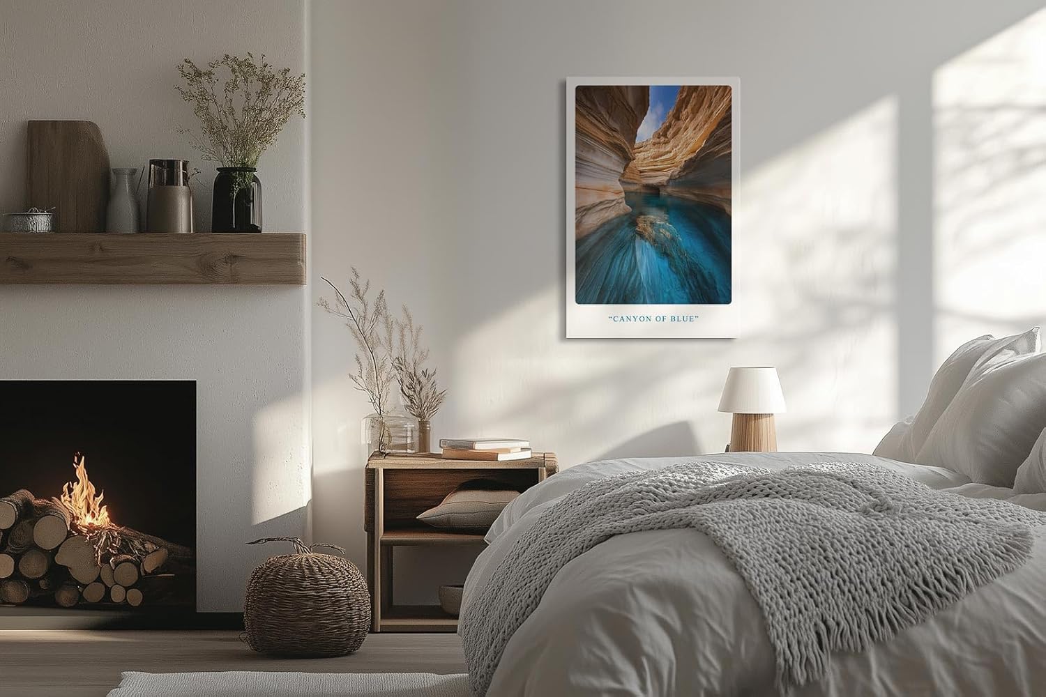 Paul Sinus Leinwandbild 80x120cm Leinwandbild Canyon of Blue Natursteinformation Wasserlandschaft Spiegelung Lichtspiel Sandstein Höhle Mystik Oase Natur