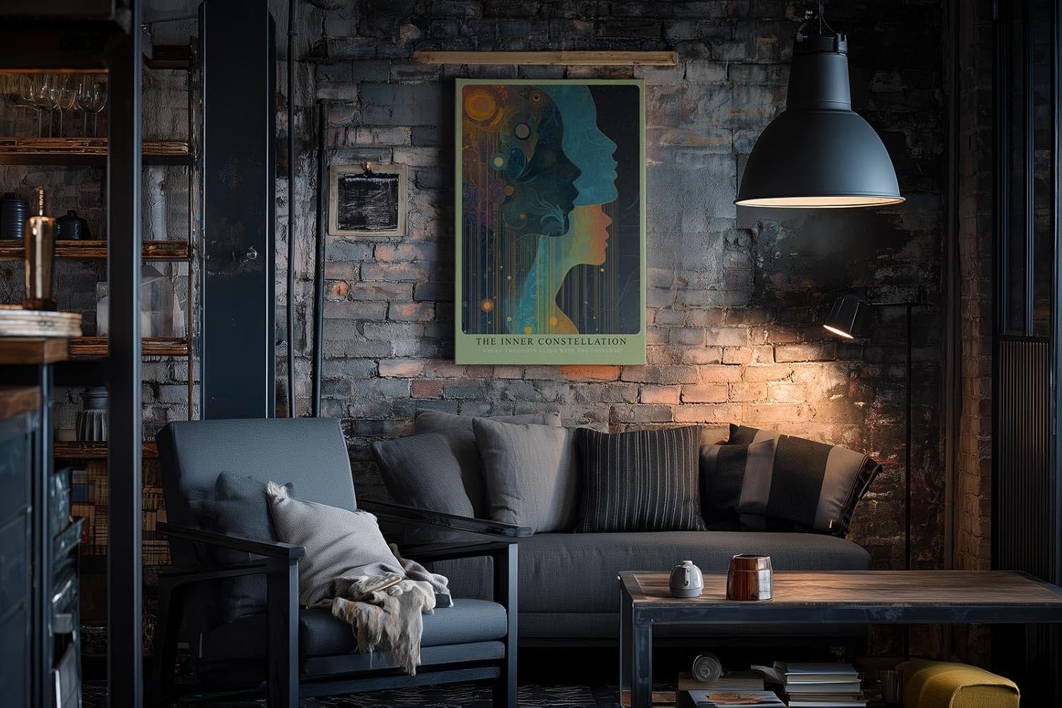 Paul Sinus Wandbild in 40x60cm The Inner Constellation – abstrakte Silhouetten mit kosmischen Mustern, spirituelle Kunst in intensiven Farbtönen