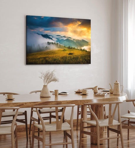 Paul Sinus Wandbild 120x80cm Alpen Nebel Berge Wolken Landschaft Wiese