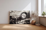 Sinus Art Wandbild 120x80cm Ästhetische Nahaufnahme eines ikonischen Oldtimers mit glänzendem Chrom