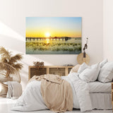 Paul Sinus Wandbild 120x80cm Urlaubsparadies Malediven Sonnenuntergang Meer Holzstege