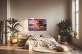 Sinus Art Wandbild 120x80cm Strandmotiv mit Sonnenuntergang und Palme vermittelt Urlaubsstimmung und Harmonie