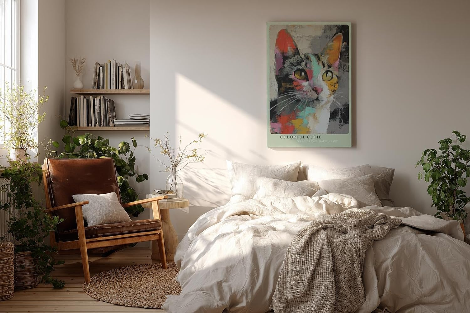 Paul Sinus Wandbild in 40x60cm Colorful Cutie – farbenfrohes Katzenportrait in moderner Maltechnik für kreative Wohnraumgestaltung