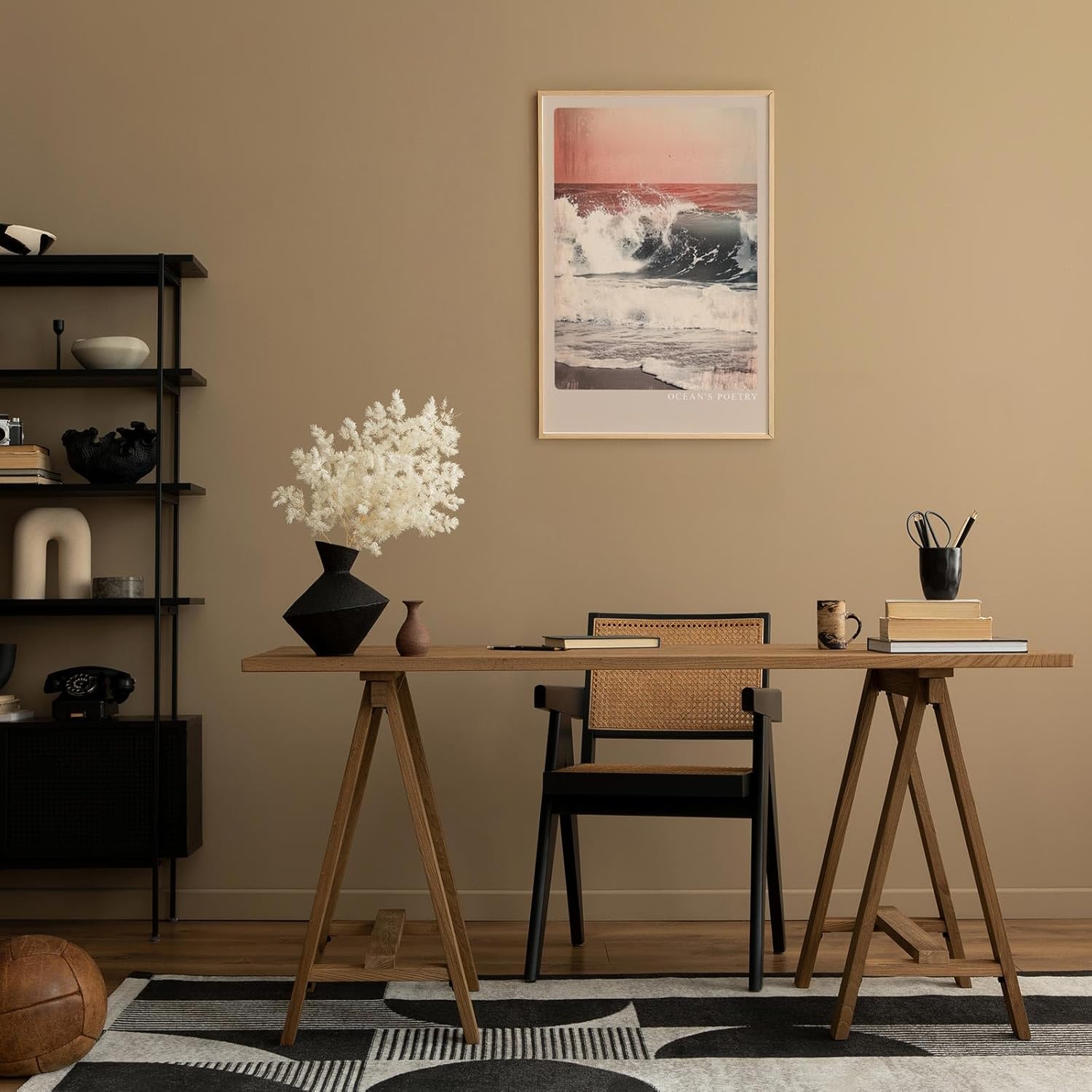 Paul Sinus Leinwandbild 80x120cm Ozeanpoesie – Kraftvolle Meereswelle mit sanften Pastelltönen und Vintage-Charme für eine harmonische Raumwirkung