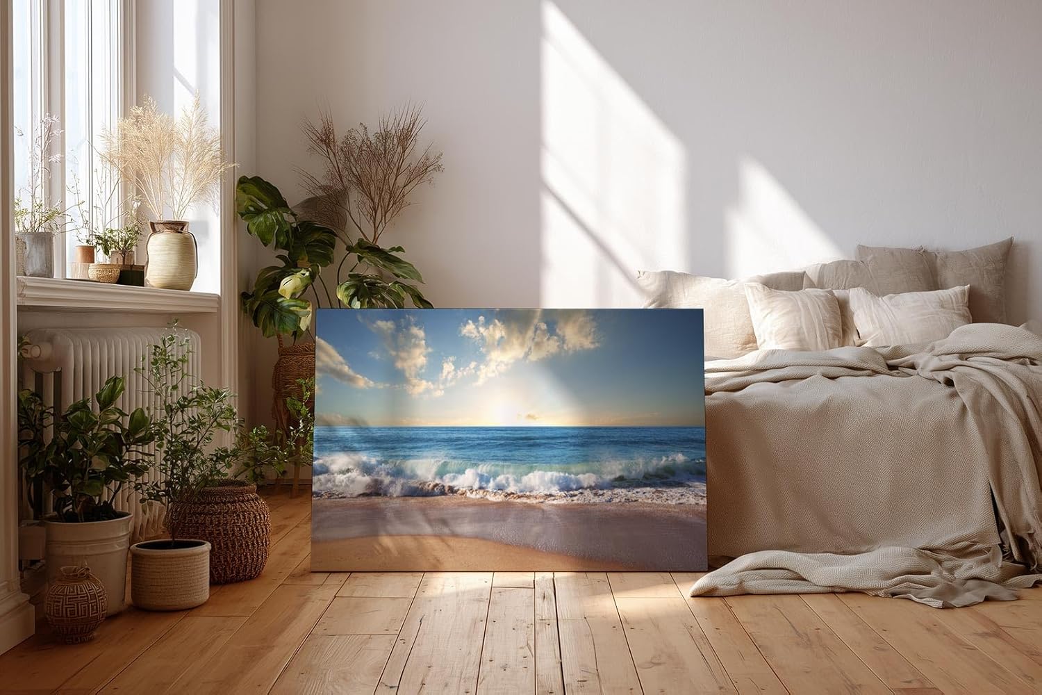 Sinus Art Wandbild 120x80cm Die brechenden Wellen im goldenen Licht erzeugen Ruhe und Dynamik zugleich