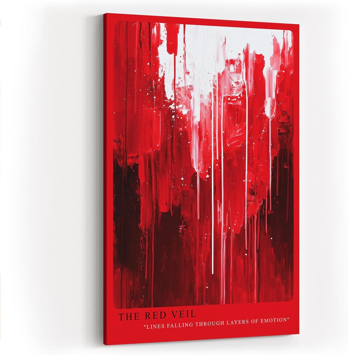 Paul Sinus Wandbild in 40x60cm The Red Veil – Abstraktes Kunstwerk mit dynamischen Linien in kräftigen Rottönen
