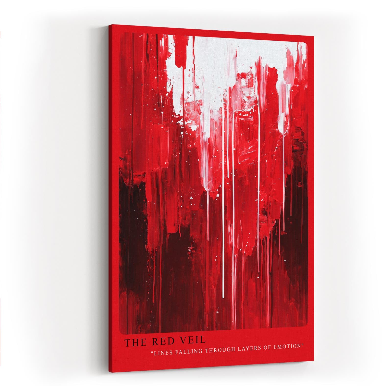 Paul Sinus Wandbild in 40x60cm The Red Veil – Abstraktes Kunstwerk mit dynamischen Linien in kräftigen Rottönen
