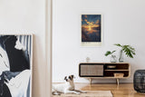 Paul Sinus Leinwandbild 60x90cm Fire & Ice spektakuläre Landschaft brennender Himmel gefrorener See Sonnenuntergang dramatisch kontrastreich