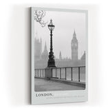 Paul Sinus Kunstdruck 40x60cm London England Big Ben Schwarzweiß Stadt Nostalgie Regen