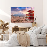 Paul Sinus Wandbild 120x80cm Japan Fuji Berg Kirschblüten Tempel Vulkan