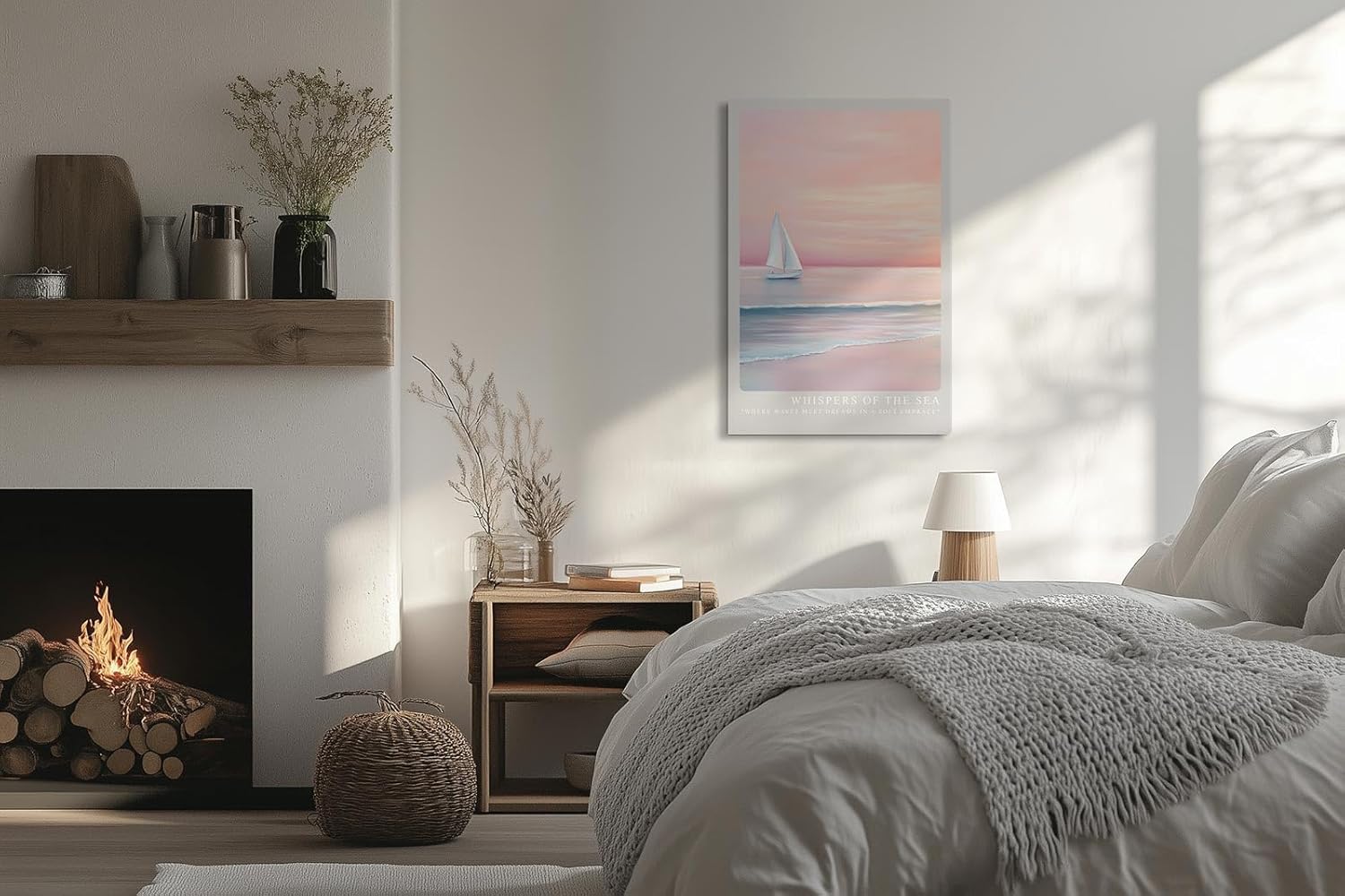 Paul Sinus Leinwandbild 60x90cm verträumte Segelboot-Szene mit sanften Pastelltönen, beruhigende Wandkunst mit ruhigem Meer und romantischer Atmosphäre