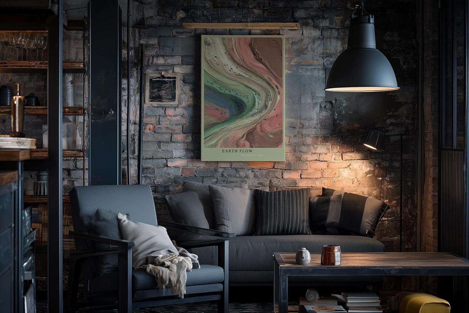 Paul Sinus Wandbild in 40x60cm Earth Flow Abstrakte Fließstrukturen in Grün-, Blauund Erdtönen